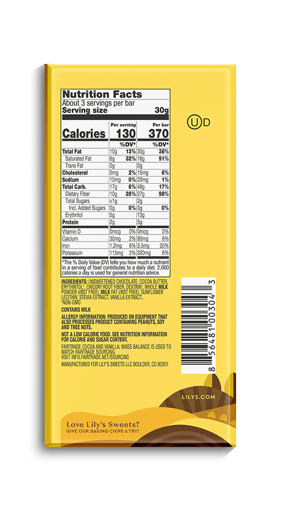 Lily's Sweets Milk Chocolate Style - Creamy Milk Bar (85g) - Lifestyle Markets