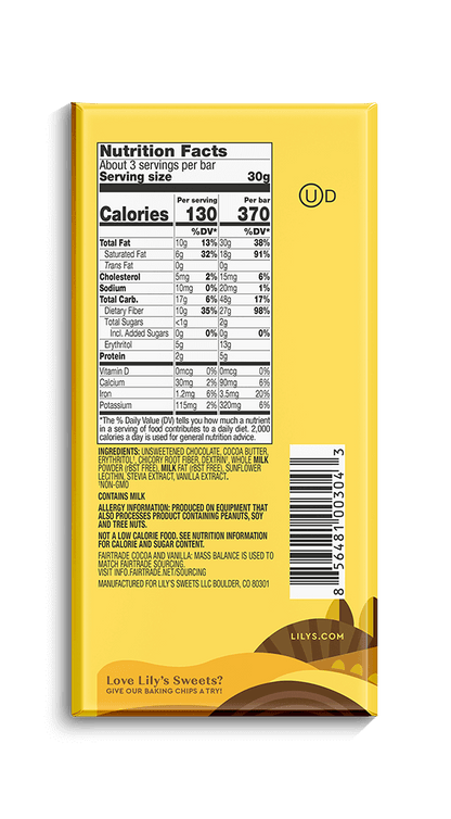 Lily's Sweets Milk Chocolate Style - Creamy Milk Bar (85g) - Lifestyle Markets