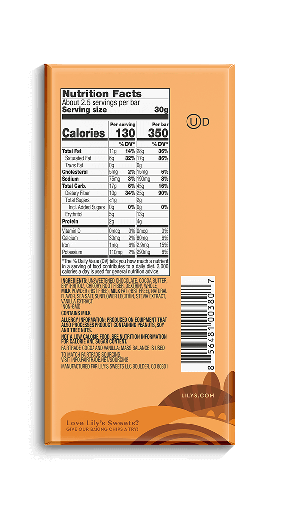 Lily's Sweets Milk Chocolate Style - Salted Caramel Bar (85g) - Lifestyle Markets