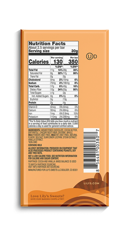 Lily's Sweets Milk Chocolate Style - Salted Caramel Bar (85g) - Lifestyle Markets