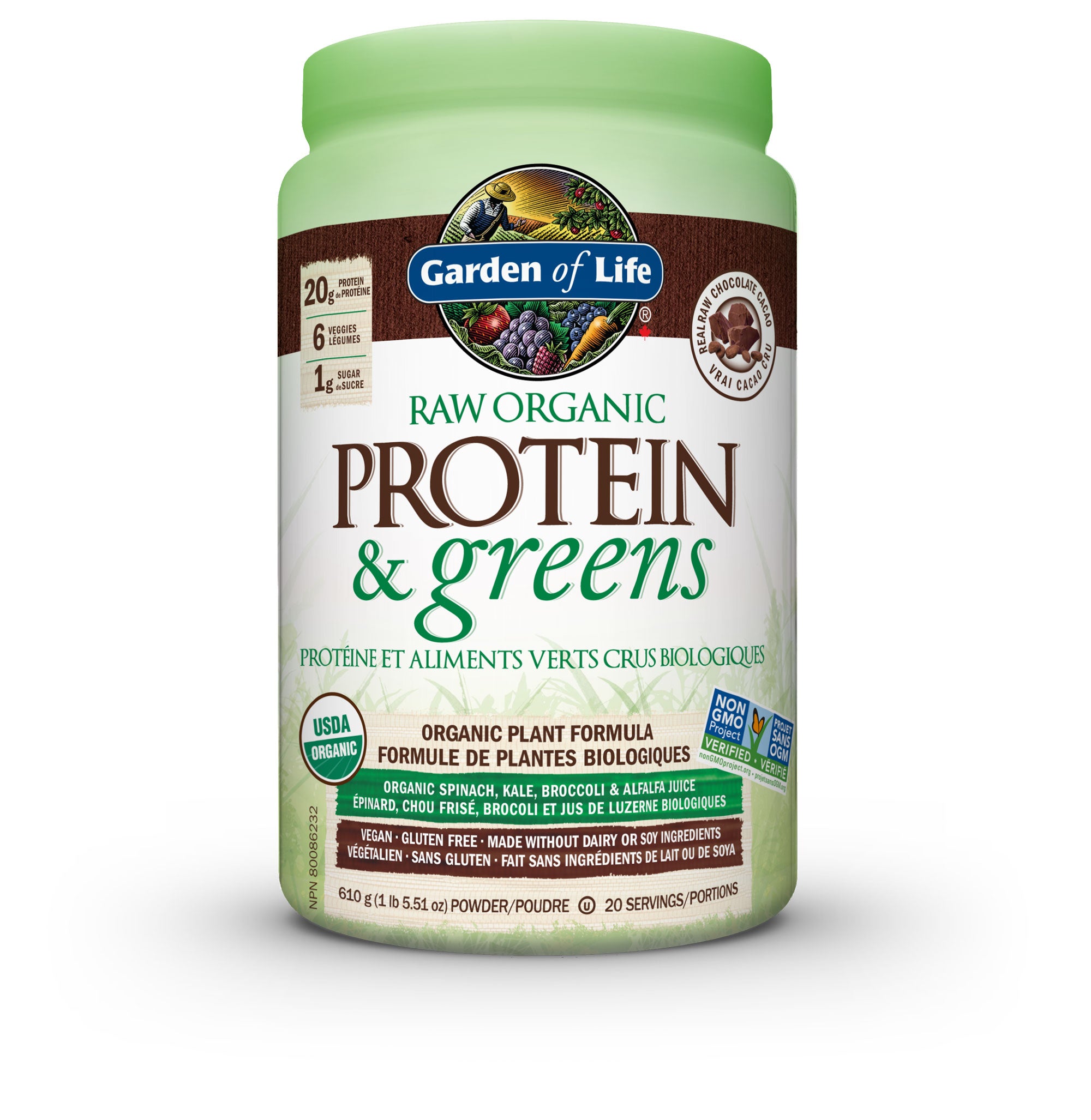 Garden of Life Raw Org Protein & Greens Choc (610g) - Lifestyle Markets