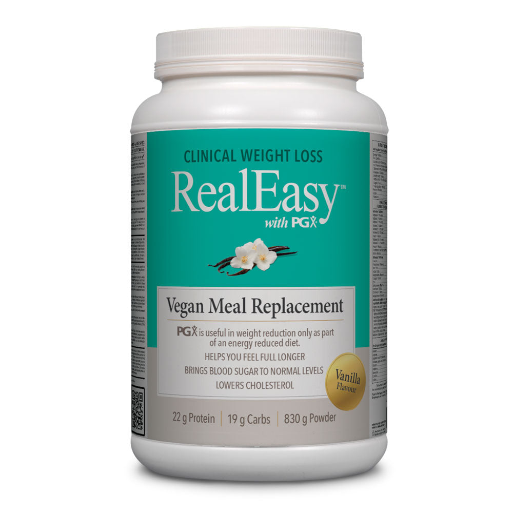 Natural Factors RealEasy w/ PGX Vegan Meal Replacement - Vanilla (830g) - Lifestyle Markets