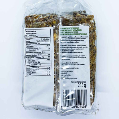 Sigdal Bakeri Spelt & Pumpkin Crispbread (235g) - Lifestyle Markets