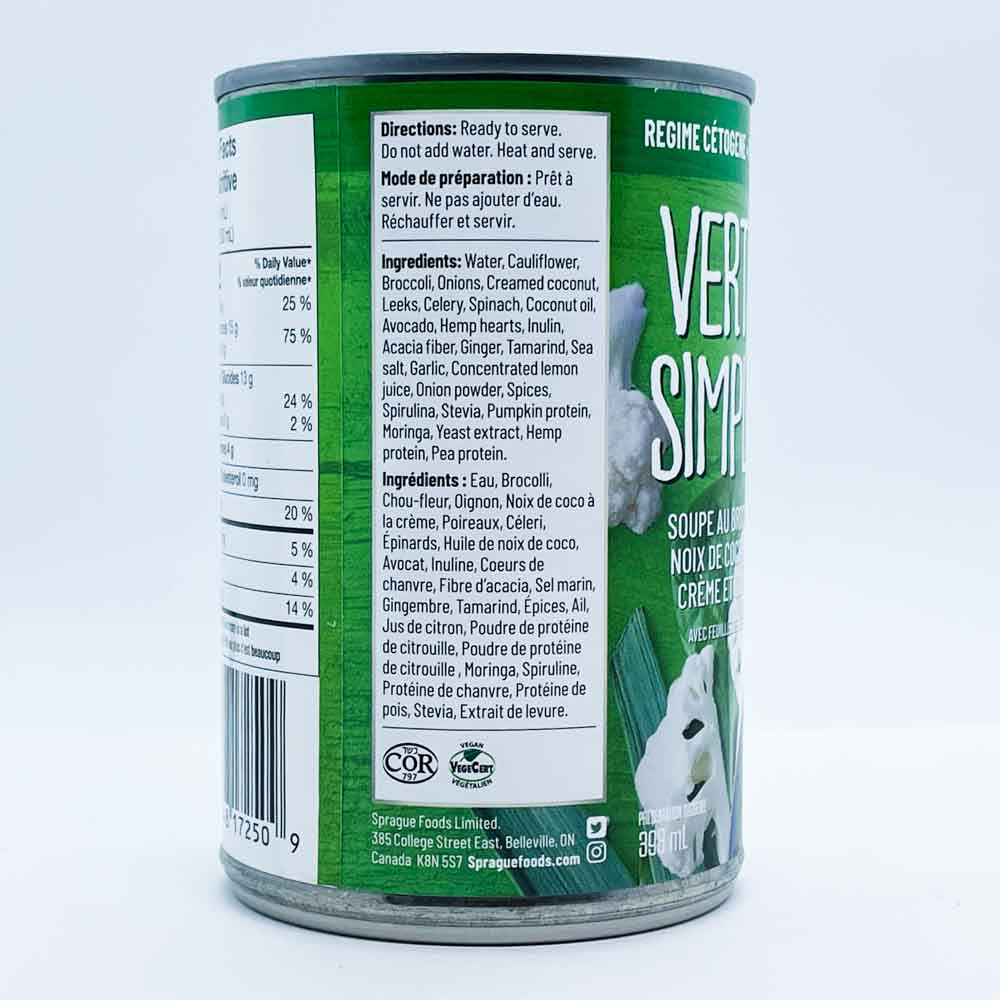 Sprague Keto-Friendly Soup - Simply Green (398ml) - Lifestyle Markets