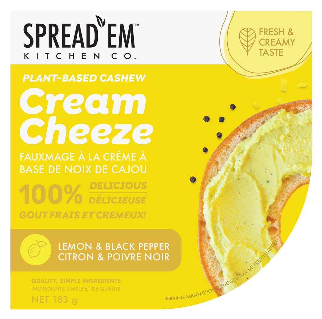 Spread'em Fermented Cashew Cream-Cheese Style Spread Lemon & Black Pepper (183g) - Lifestyle Markets