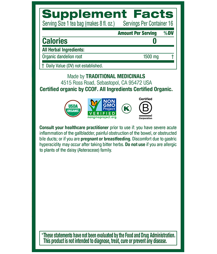 Traditional Medicinals Roasted Dandelion Tea (16 Bags) - Lifestyle Markets