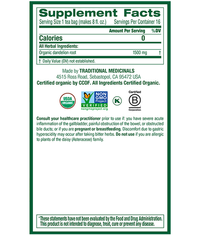 Traditional Medicinals Roasted Dandelion Tea (16 Bags) - Lifestyle Markets