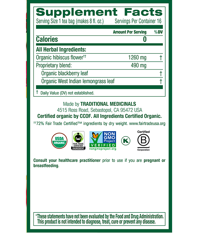 Traditional Medicinals Hibiscus Tea (16 Bags) - Lifestyle Markets