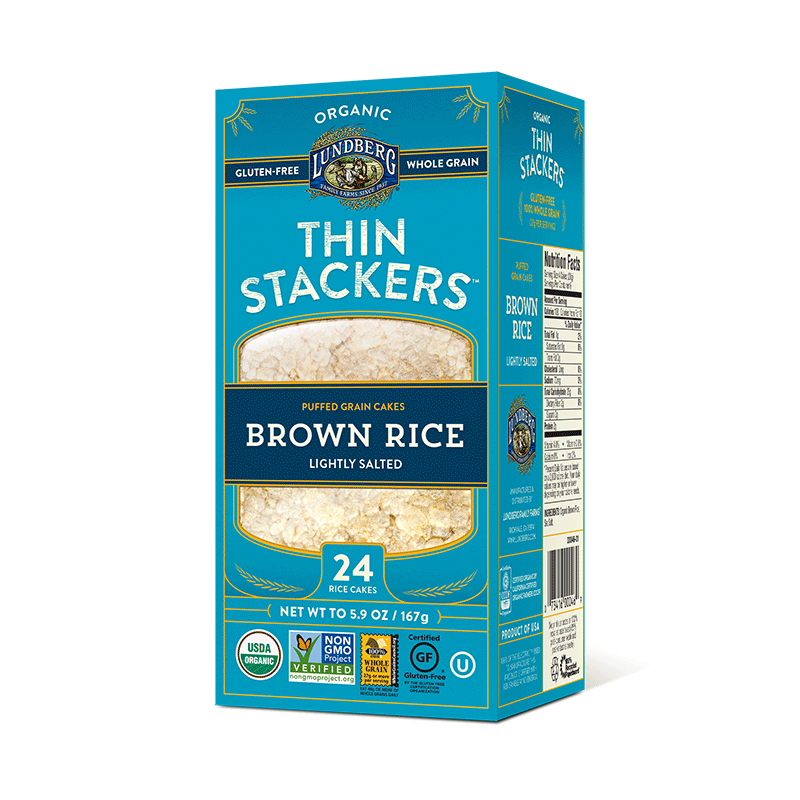 Lundberg Organic Brown Rice Thin Stackers - Lightly Salted (24 Count) - Lifestyle Markets