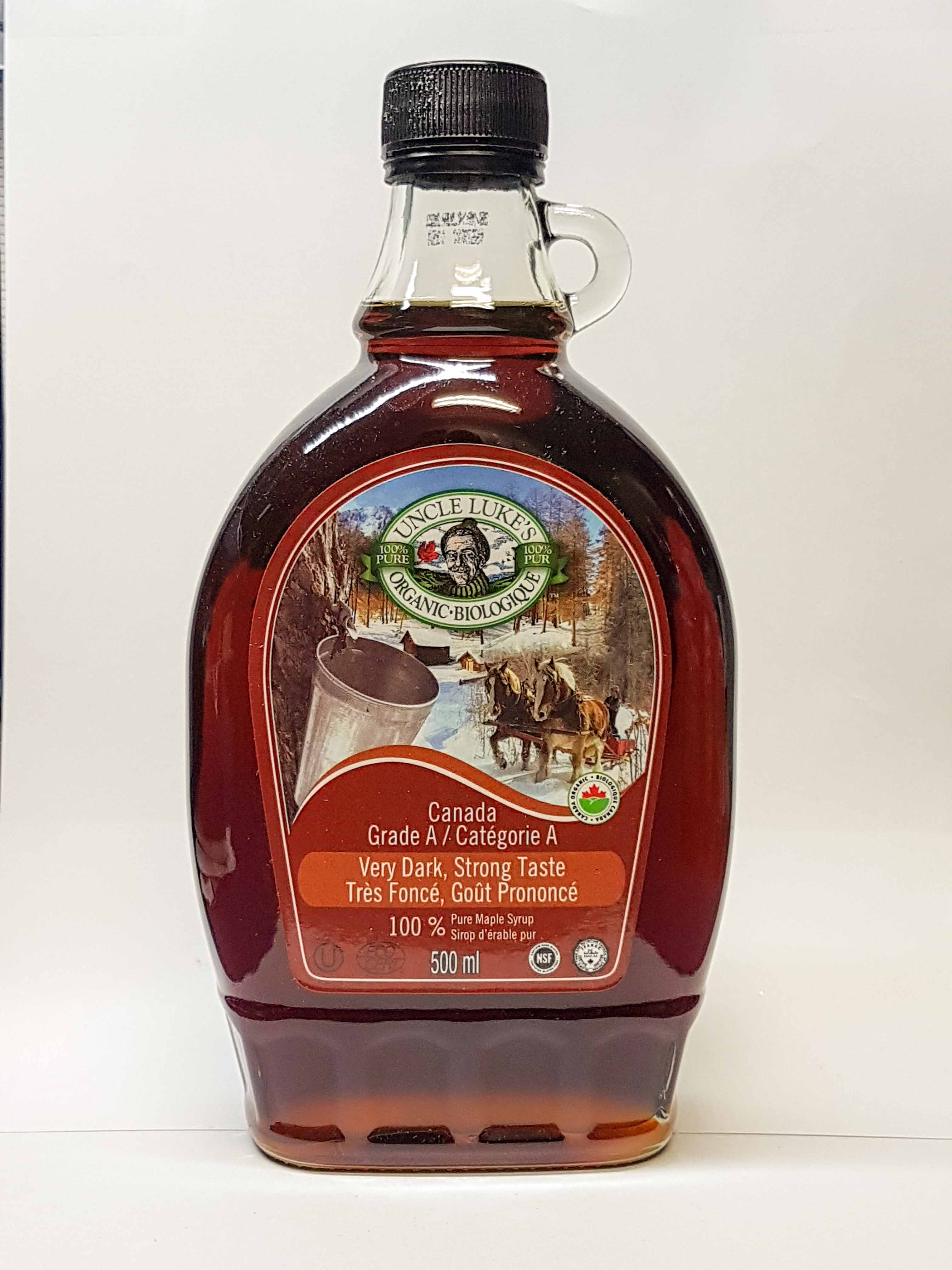 Uncle Lukes Organic Maple Syrup - Grade A Very Dark (500ml) - Lifestyle Markets