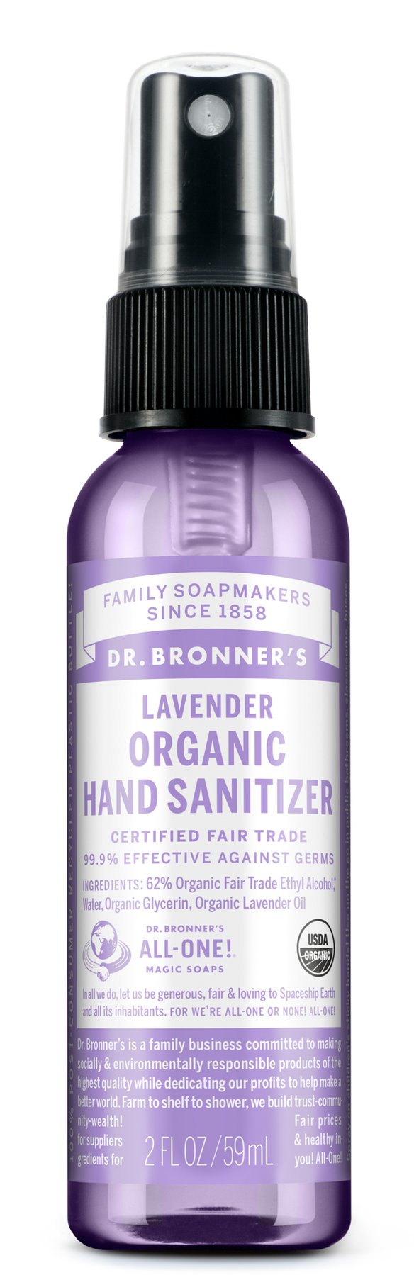 Dr. Bronner's Hand Sanitizer - Lavender (59ml) - Lifestyle Markets
