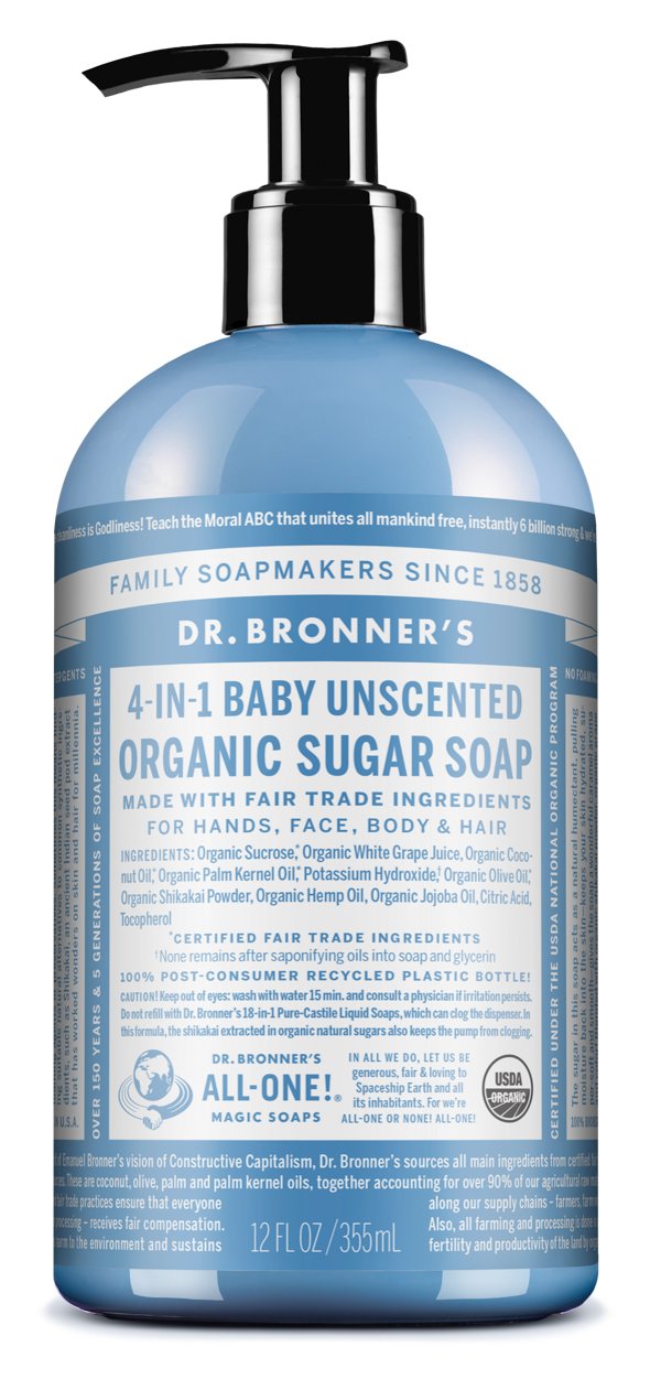 Dr. Bronner's Pump Soap - Baby Unscented (355ml) - Lifestyle Markets