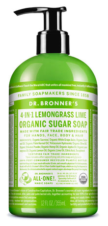 Dr. Bronner's Pump Soap - Lemongrass Lime (355ml) - Lifestyle Markets