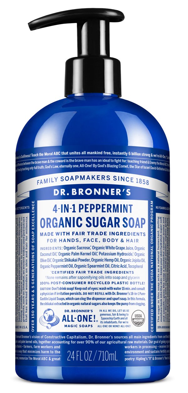 Dr. Bronner's Pump Soap - Peppermint (710ml) - Lifestyle Markets
