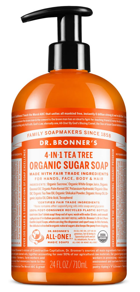 Dr. Bronner's Pump Soap - Tea Tree (710ml) - Lifestyle Markets