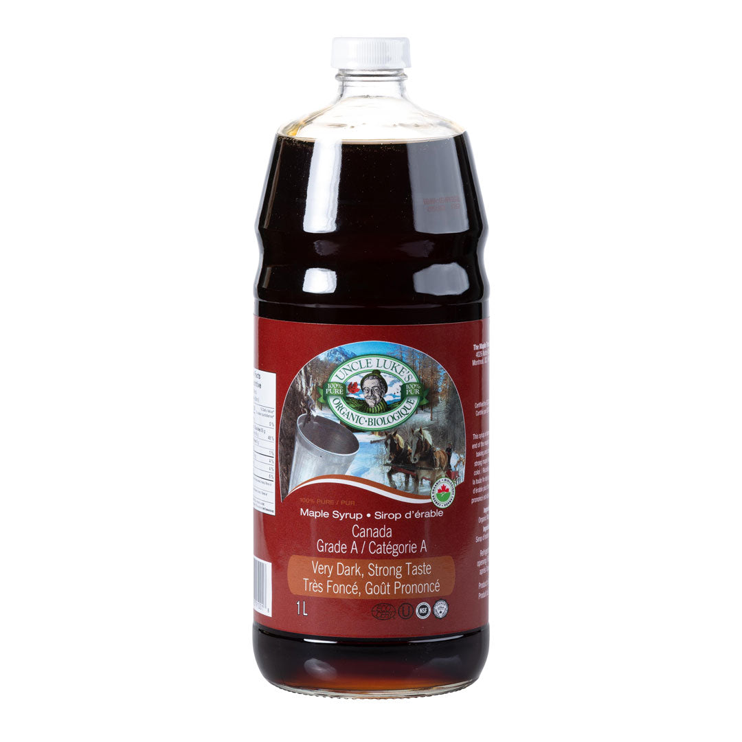 Uncle Lukes Organic Maple Syrup - Grade A Very Dark (1 L) - Lifestyle Markets