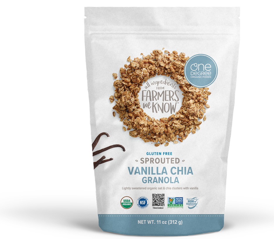 One Degree Organic Sprouted Oat Granola - Vanilla Chia (312g) - Lifestyle Markets