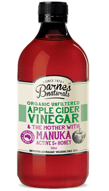 Barnes Naturals Organic Unfiltered Apple Cider Vinegar and The Mother with Manuka Honey (500ml) - Lifestyle Markets
