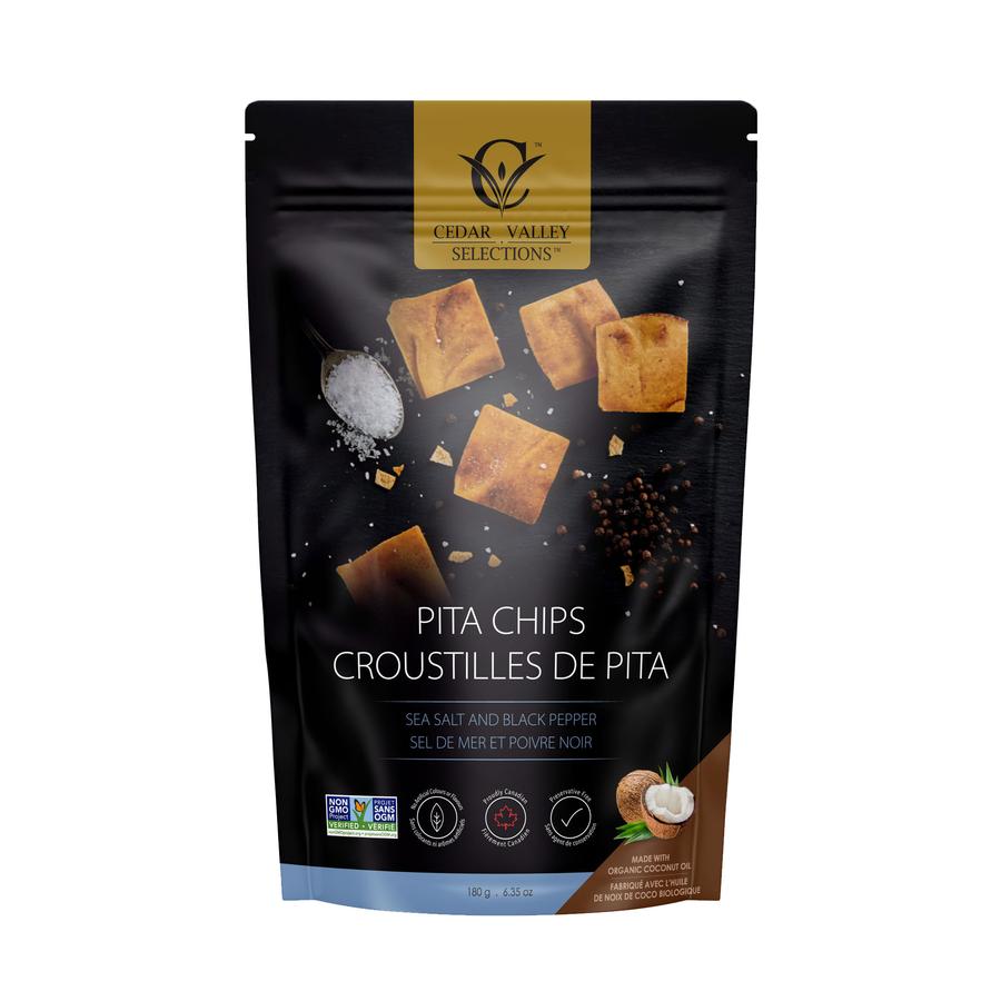 Cedar Valley Pita Chips - Sea Salt & Black Pepper (180g) - Lifestyle Markets