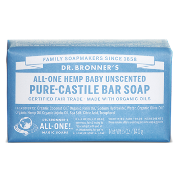 Dr Bronner's Castile Bar Soap - Baby Unscented (140g) - Lifestyle Markets