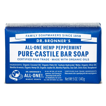 Dr Bronner's Castile Bar Soap - Peppermint (140g) - Lifestyle Markets