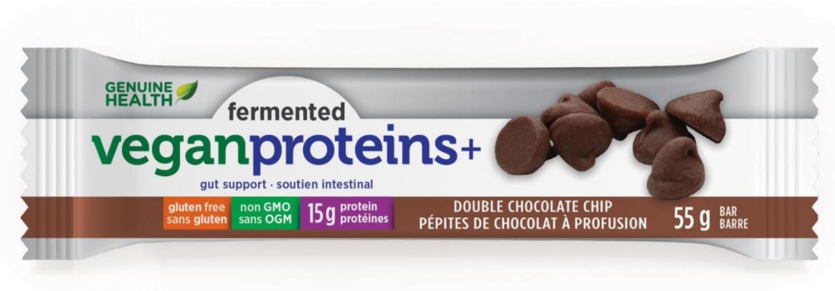 Genuine Health Fermented Vegan Proteins+ Bar - Double Chocolate Chip (55g) - Lifestyle Markets