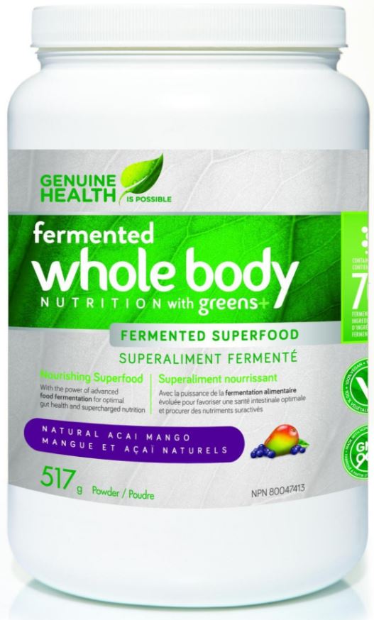 Genuine Health Fermented Whole Body Nutrition w/ greens+ - Natural Acai Mango (517g) - Lifestyle Markets