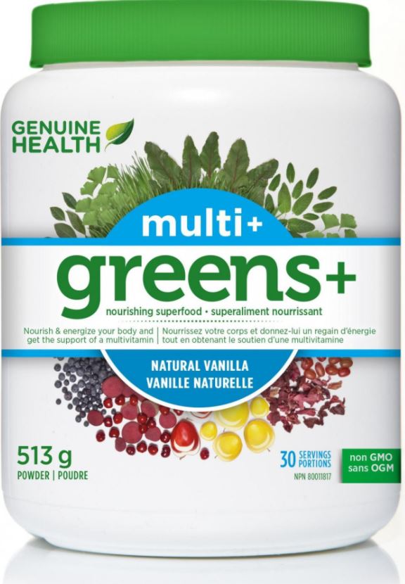 Genuine Health Greens+ Multi+ - Vanilla (513g) - Lifestyle Markets
