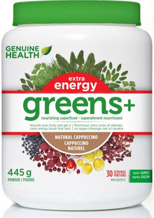 Genuine Health Greens+ Extra Energy - Natural Cappucino (445g) - Lifestyle Markets
