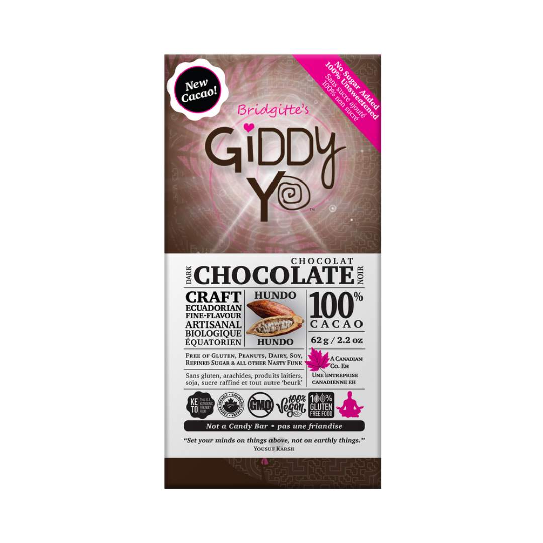 Giddy Yoyo Hundo 100% Cacao Dark Chocolate (60g) - Lifestyle Markets