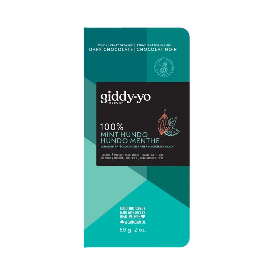 Giddy Yoyo Mint Hundo 100% Cacao Dark Chocolate (62g) - Lifestyle Markets