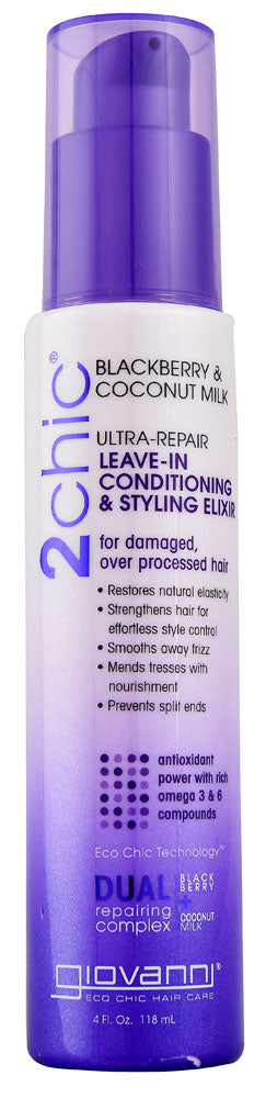 Giovanni 2chic Blackberry & Coconut Milk Leave In Conditioning & Styling Elixir (118ml) - Lifestyle Markets