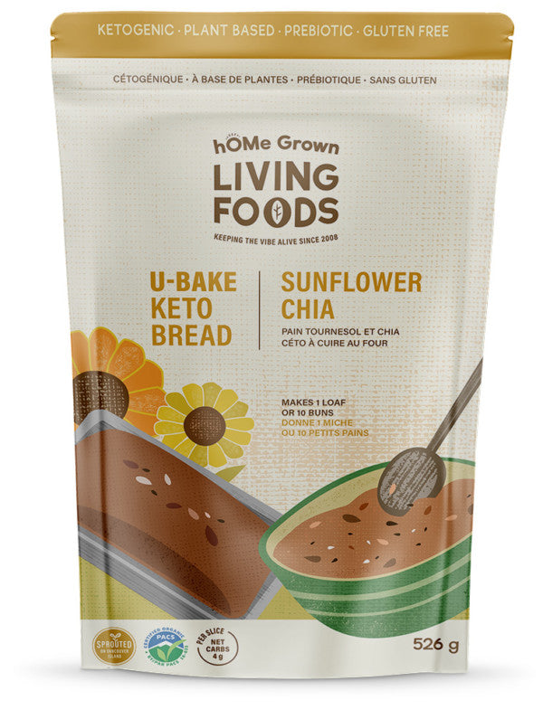 hOMe Grown Living Foods U-Bake Keto Bread - Sunflower Chia (526g) - Lifestyle Markets