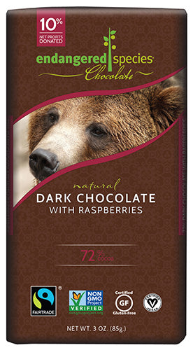 Endangered Species Grizzly Dark Chocolate with Raspberries (85g) - Lifestyle Markets