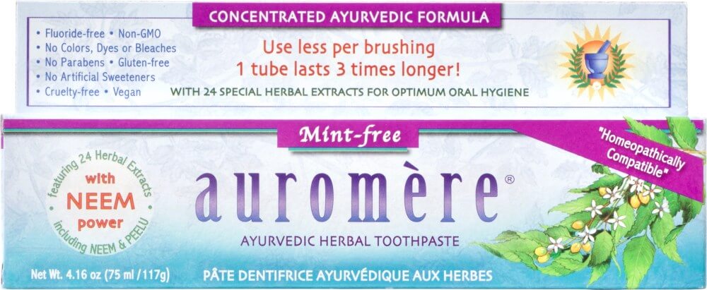 Auromere Ayurvedic Herbal Toothpaste - Mint Free (117g) - Lifestyle Markets