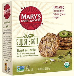 Mary's Organic Crackers Super Seed Crackers - Basil & Garlic (155g) - Lifestyle Markets