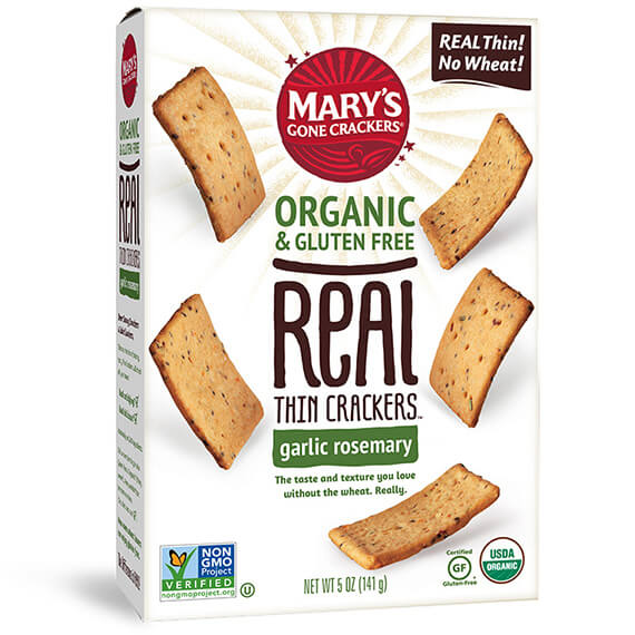 Mary's Organic Crackers Real Thin Garlic Rosemary (142g) - Lifestyle Markets