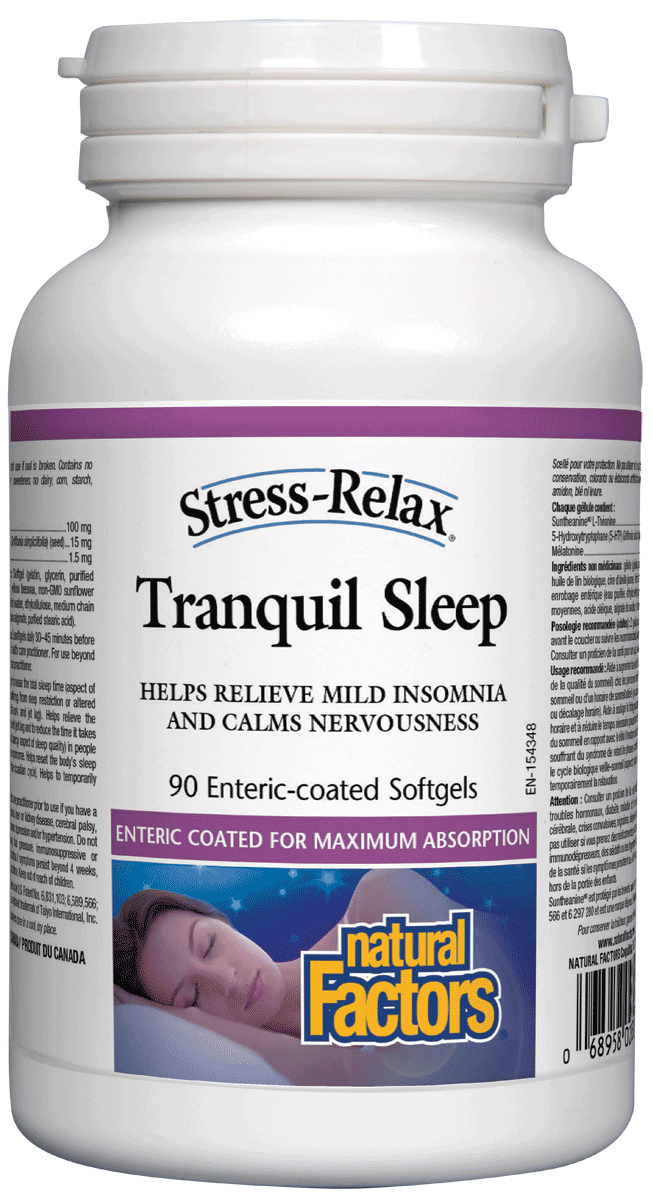 Natural Factors Stress Relax Tranquil Sleep Enteric Coated (90 SoftGels) - Lifestyle Markets