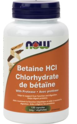Now Betaine Hydrochloride with Protease (120 Capsules) - Lifestyle Markets