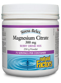 Natural Factors Stress-Relax Magnesium Powder - Berry (250g) - Lifestyle Markets