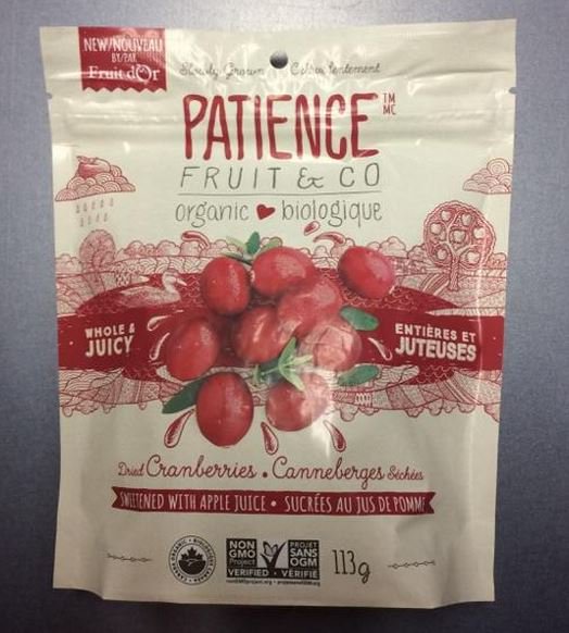 Patience Fruit & Co. Whole & Juicy Dried Cranberries - Sweetened With Apple Juice (113g) - Lifestyle Markets
