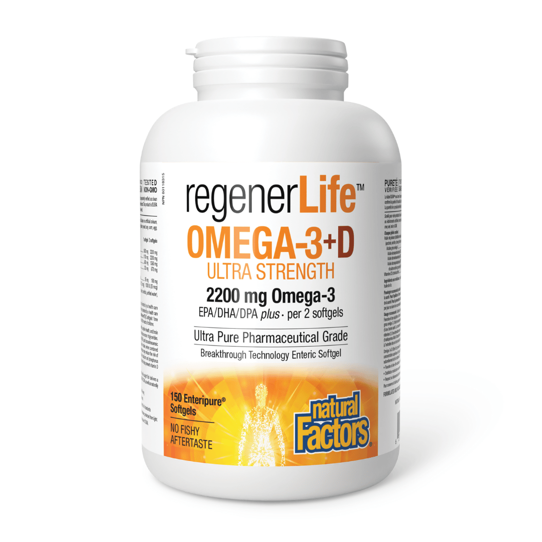 Natural Factors Regenerlife Omega-3+D (2200mg)