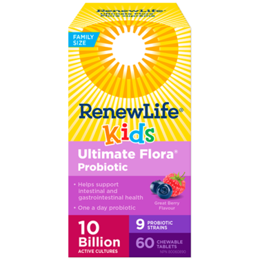 Renew Life Ultimate Flora Kids Probiotic (10 Billion) - Berry (60 Chewable Tablets) - Lifestyle Markets