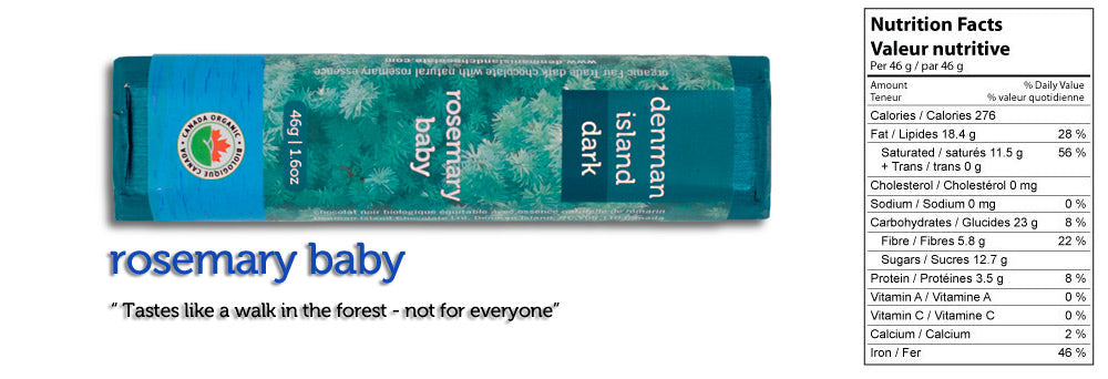 Denman Island Chocolate Organic Chocolate Rosemary Baby (46g) - Lifestyle Markets