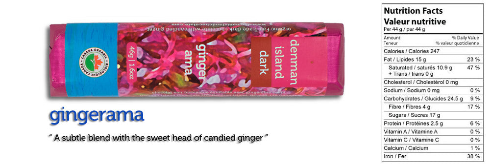 Denman Island Chocolate Organic Chocolate Gingerama (46g) - Lifestyle Markets
