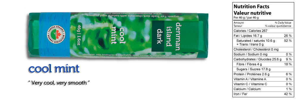 Denman Island Chocolate Organic Chocolate Cool Mint (46g) - Lifestyle Markets