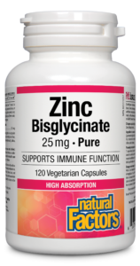Natural Factors Zinc Bisglycinate 25mg (120Vcaps) - Lifestyle Markets